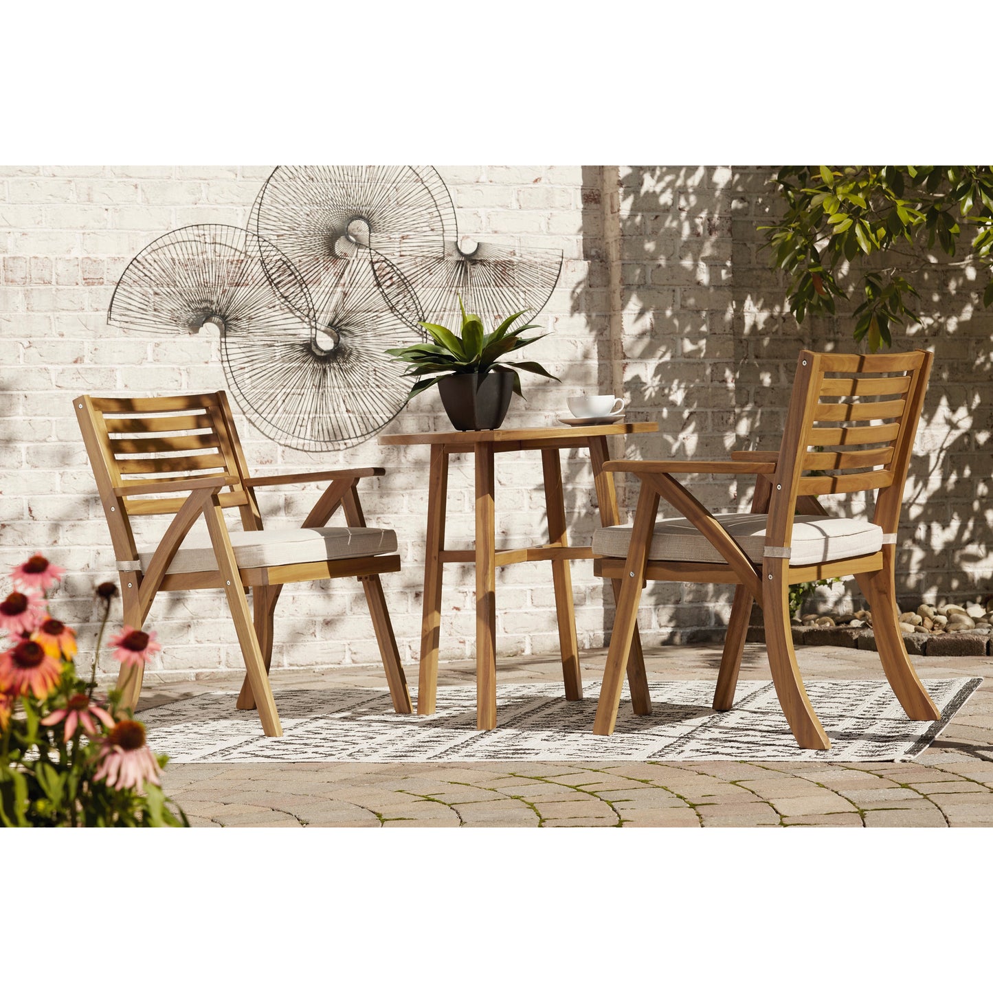 VALLERIE OUTDOOR CHAIRS WITH TABLE SET (Set of 3)