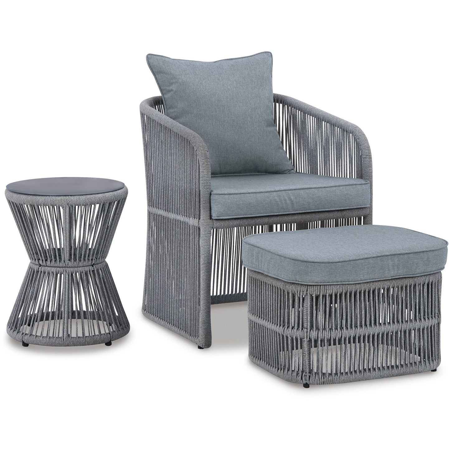 COAST ISLAND OUTDOOR CHAIR WITH OTTOMAN AND SIDE TABLE