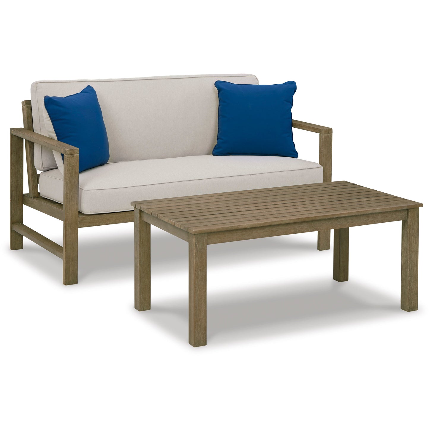 FYNNEGAN OUTDOOR LOVESEAT WITH TABLE SET (Set of 2)