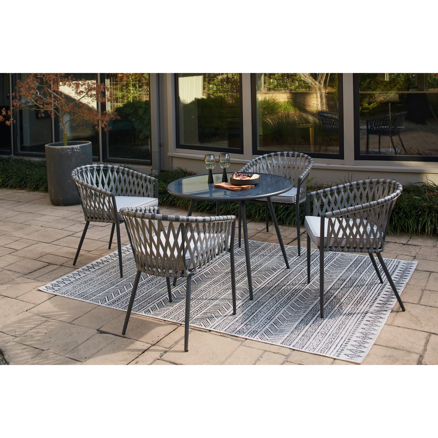 PALM BLISS OUTDOOR DINING TABLE & 4 CHAIRS