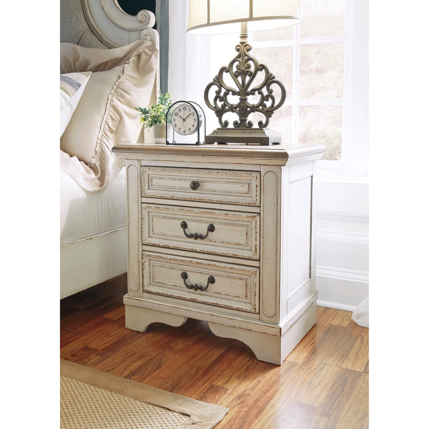 REALYN NIGHT STAND - CHIPPED WHITE