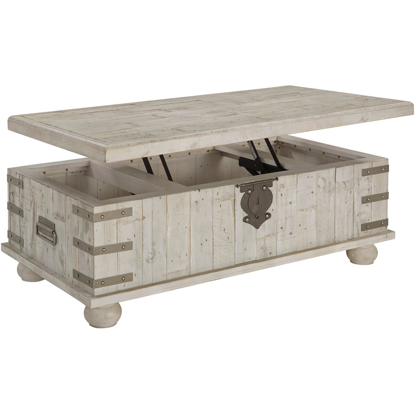 CARYNHURST LIFT-TOP COFFEE TABLE - WHITE WASH GRAY