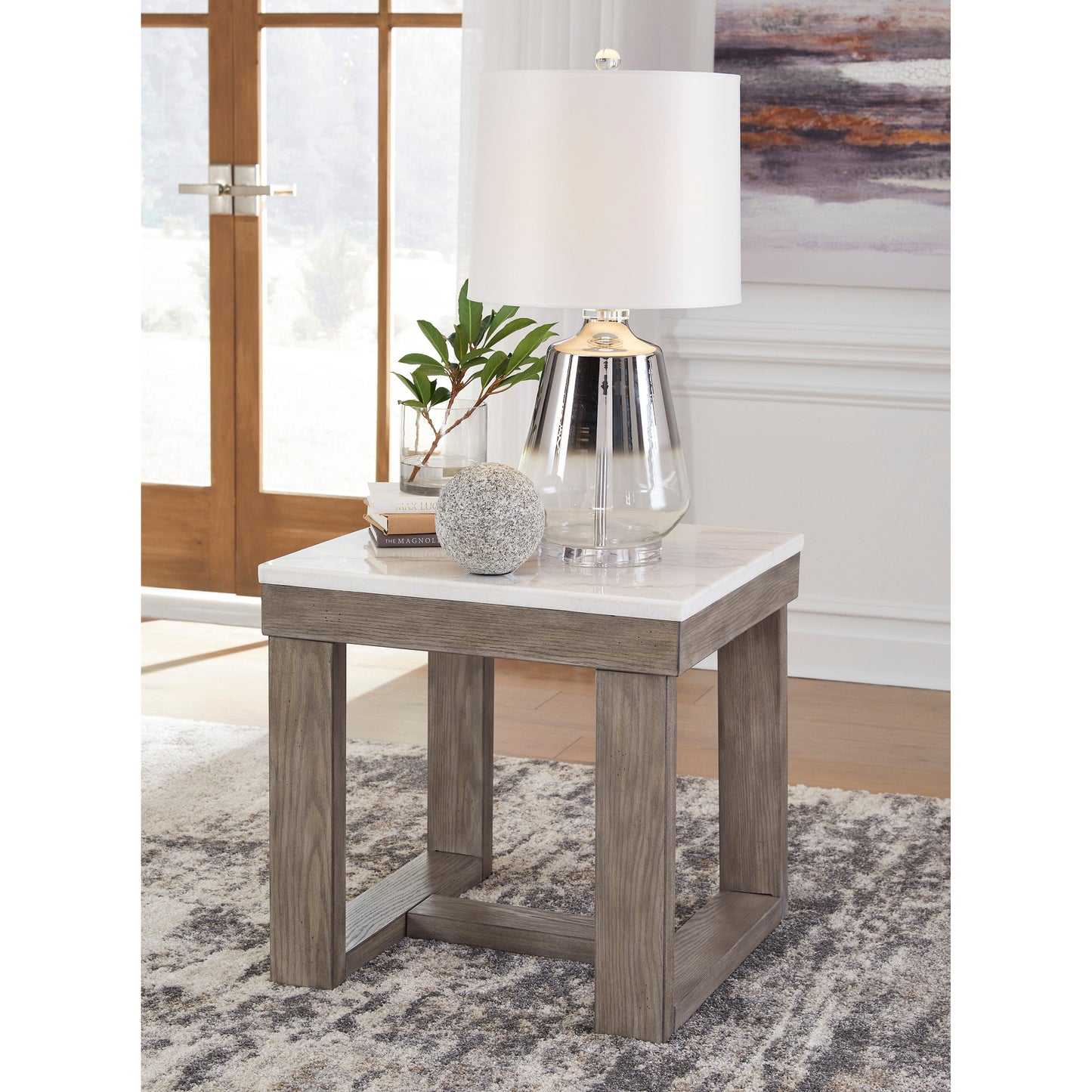LOYASKA END TABLE - BROWN/IVORY