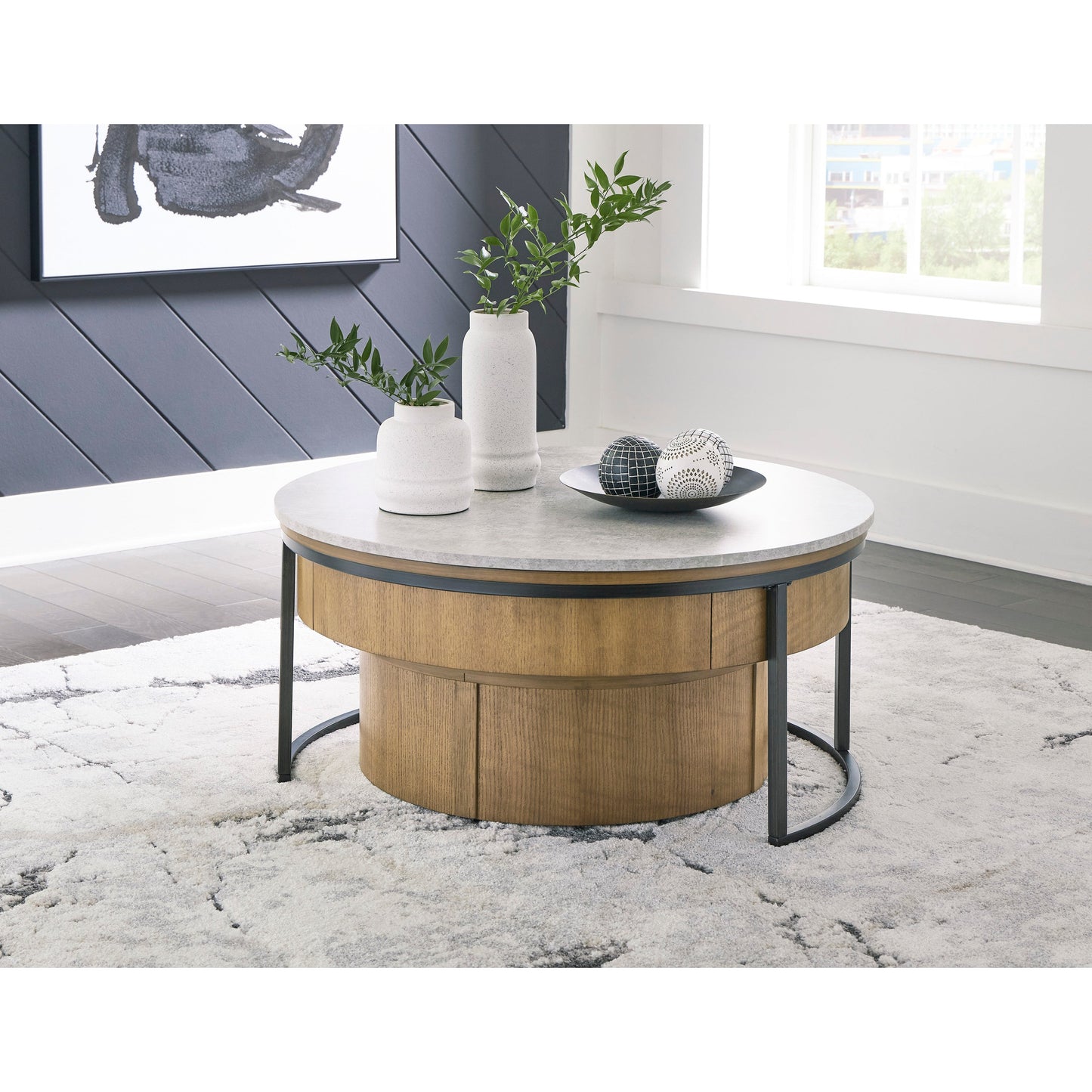 FRIDLEY NESTING COFFEE TABLE (SET OF 2) - GRAY/BROWN/BLACK