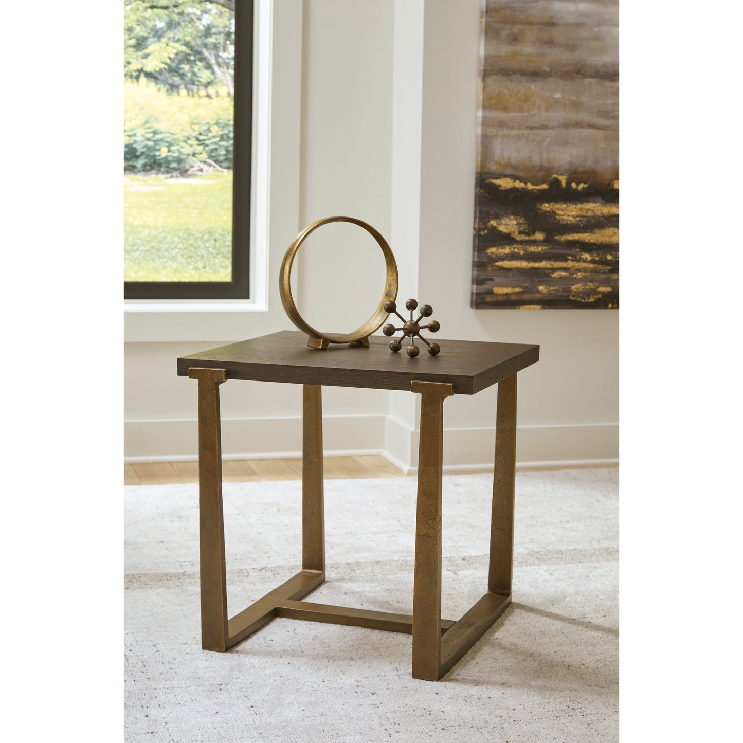 BALINTMORE SQUARE END TABLE - BROWN/GOLD