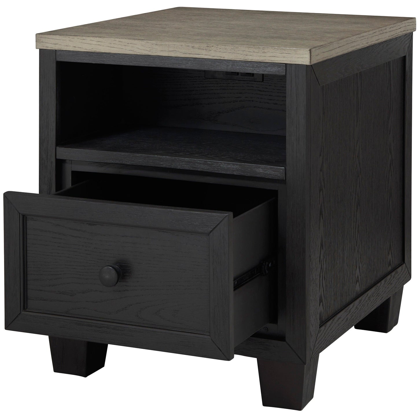 FOYLAND END TABLE- BLACK/BROWN