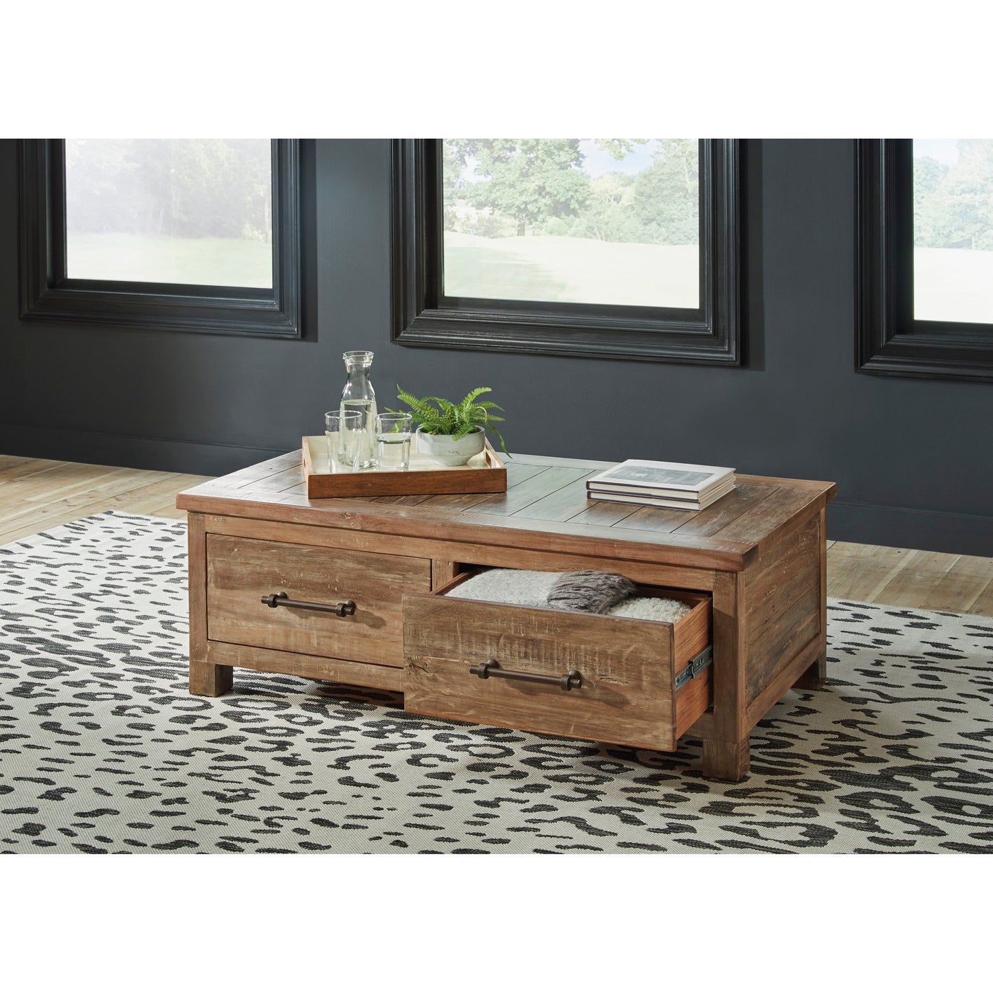 RANDALE COFFEE TABLE - DISTRESSED BROWN
