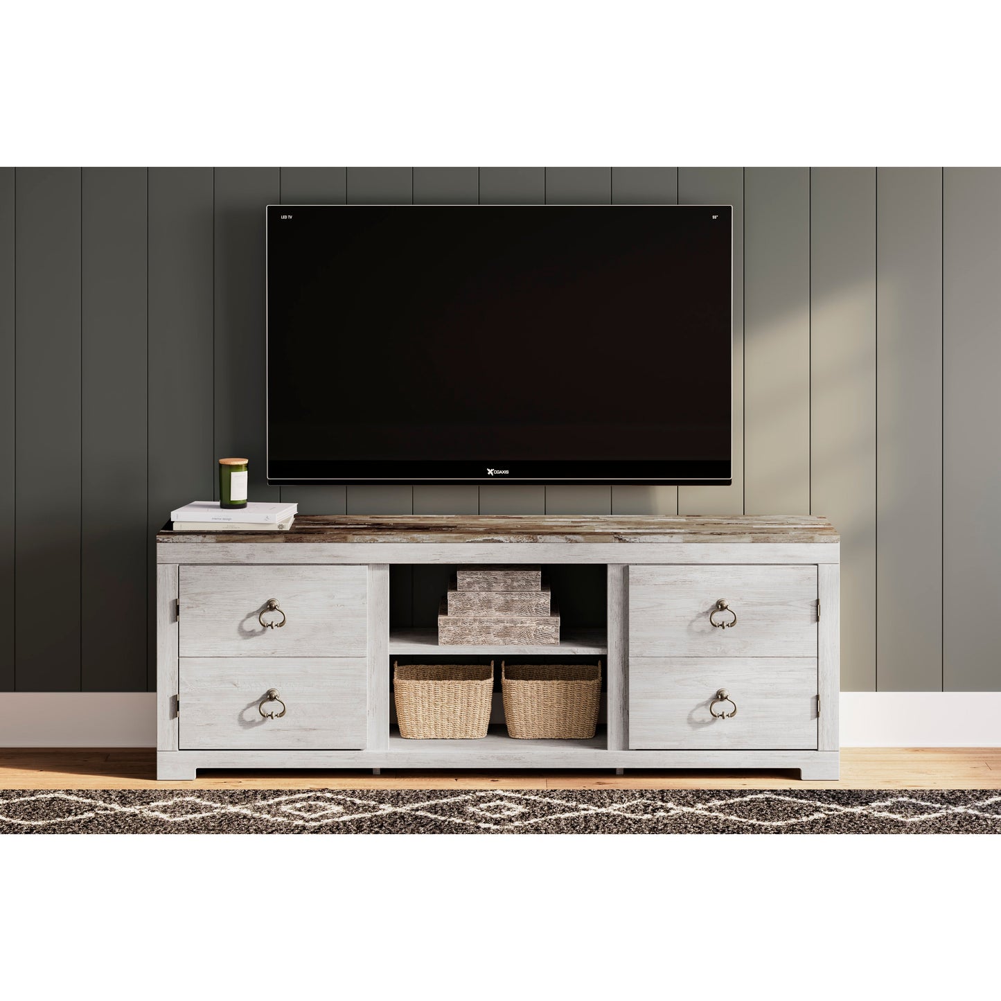 WILLOWTON 72" TV STAND- WHITEWASH