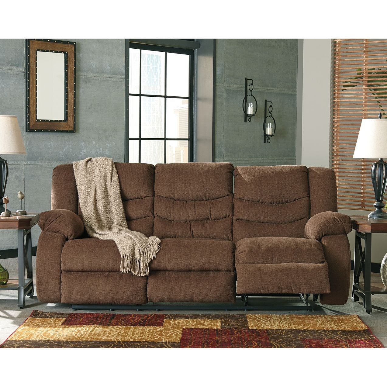 Tulen - Chocolate - Reclining Sofa - Fabric