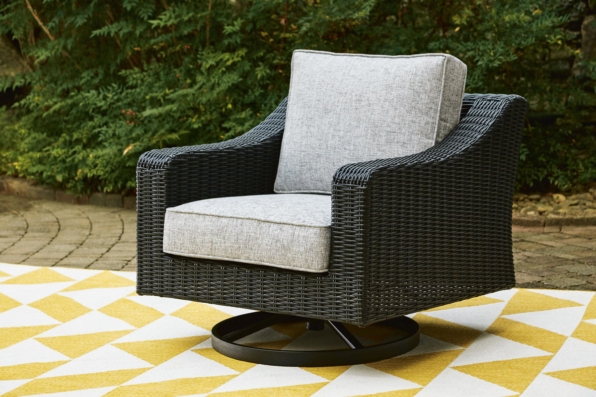 Beachcroft - Swivel Lounge Chair - Black / Light Gray - Fraser Furniture & Mattresses