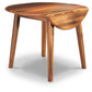 Berringer - Round DRM Drop Leaf Table - Rustic Brown