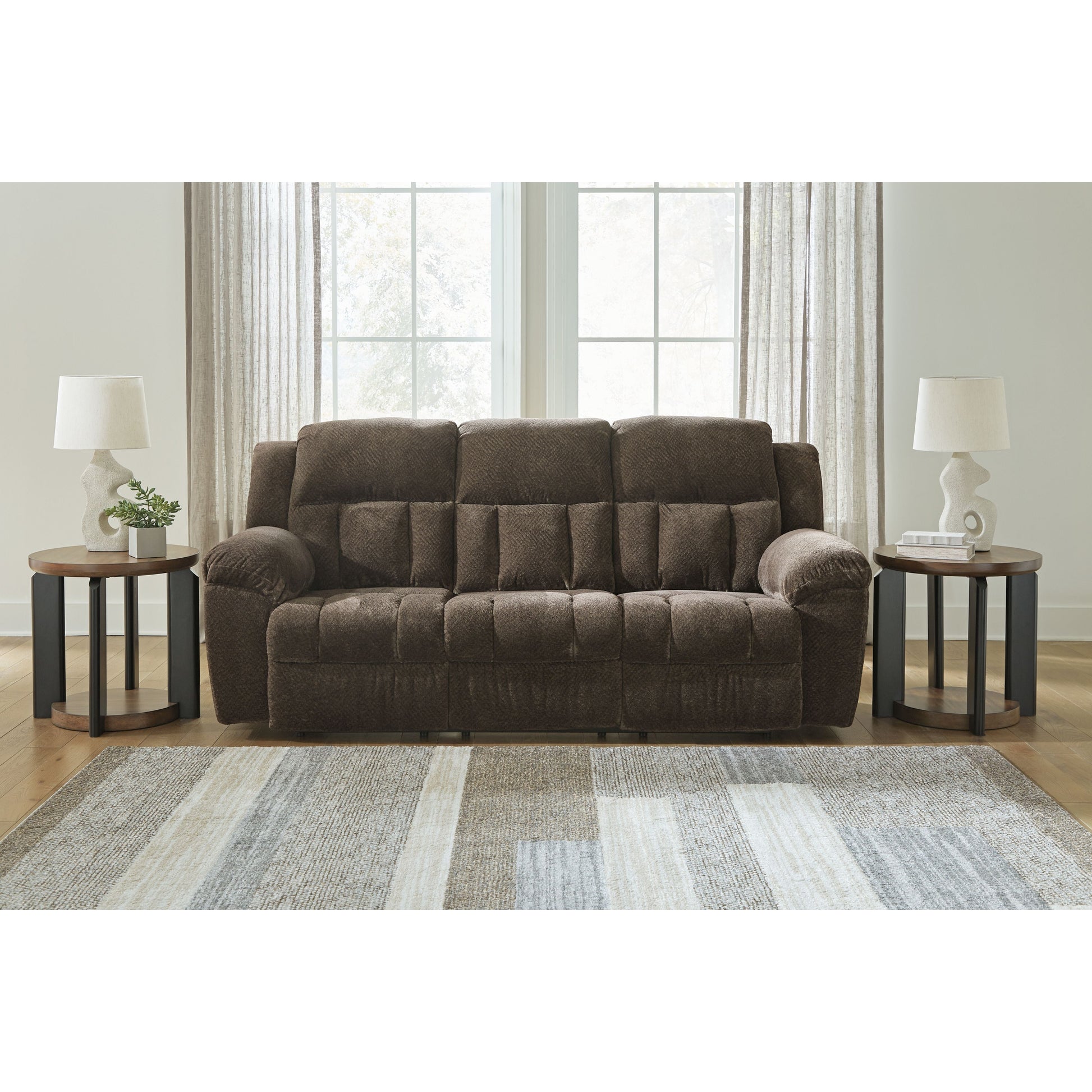 Frohn - Chocolate - Reclining Sofa - Fabric