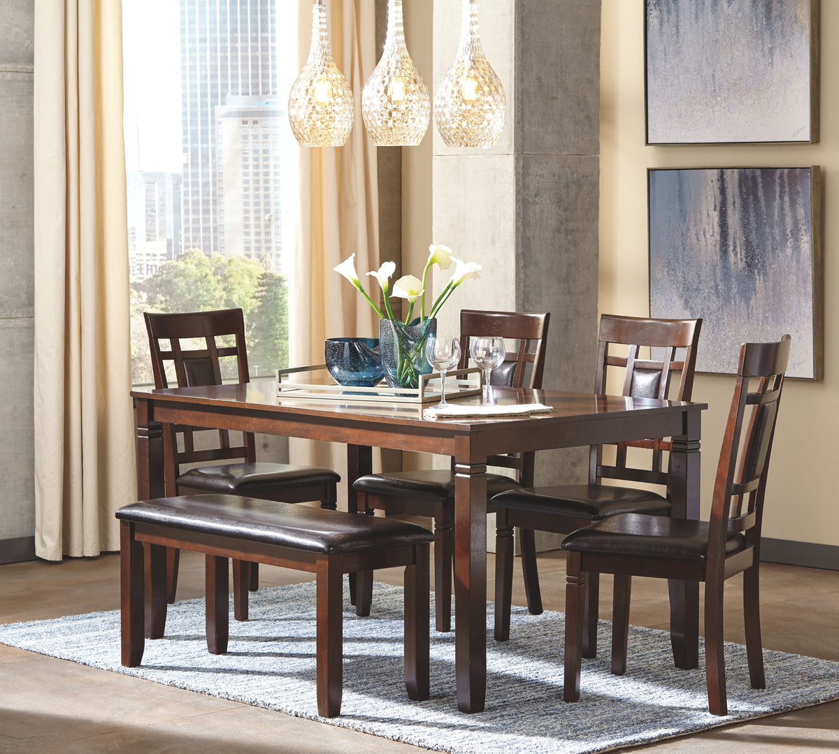Bennox - Dining Room Table Set (Set of 6) - Brown - Fraser Furniture & Mattresses