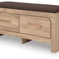 Kinlanni - Bedroom Upholstered Storage Bench - Tan / Brown