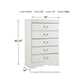 Anarasia - White - Five Drawer Chest