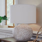 Vien - Terracotta Table Lamp - Distressed White - Fraser Furniture & Mattresses