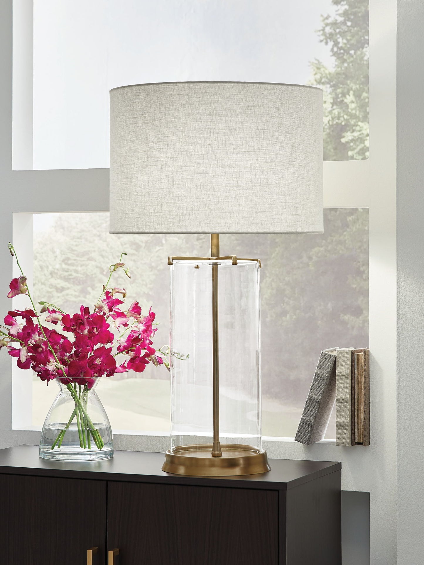 Gizeh - Glass Table Lamp - Clear / Gold Finish - Fraser Furniture & Mattresses
