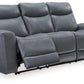 Mindanao - Steel - Pwr Reclining Sofa With Adj Headrest - Leather Match