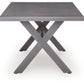Half Moon Beach - Rectangular Dining Table With Umbrella Option - Gray