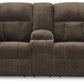 Frohn - Chocolate - Dbl Reclining Loveseat With Console - Fabric