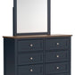 Landocken - Brown / Blue - Dresser and Mirror