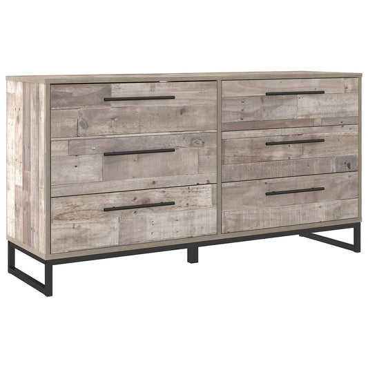 Neilsville - Whitewash - Six Drawer Dresser - Vinyl-Wrapped