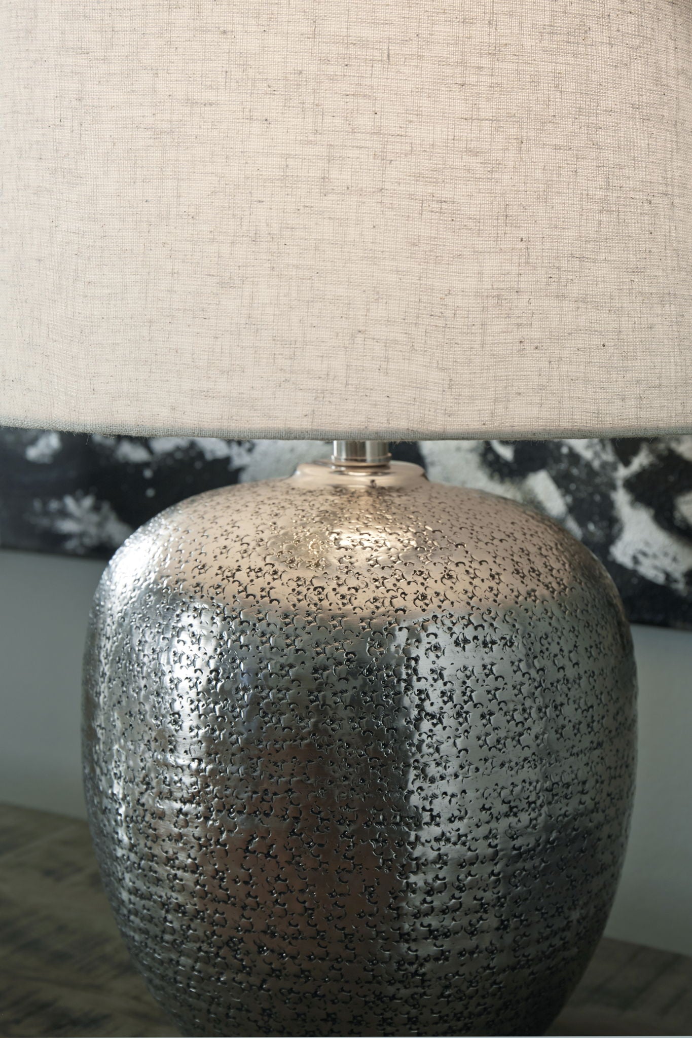 Magalie - Metal Table Lamp  - Antique Silver Finish - Fraser Furniture & Mattresses