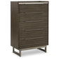 Arkenton - Grayish Brown / White - Five Drawer Chest