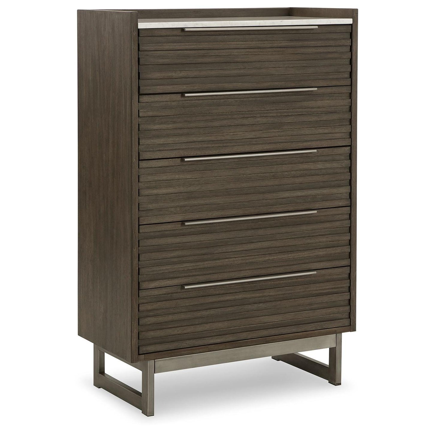 Arkenton - Grayish Brown / White - Five Drawer Chest