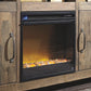 Wynnlow - Gray - 63" TV Stand With Glass/Stone Fireplace Insert