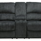 Draycoll - Dbl Reclining Power Loveseat W/Console - Fabric - Slate