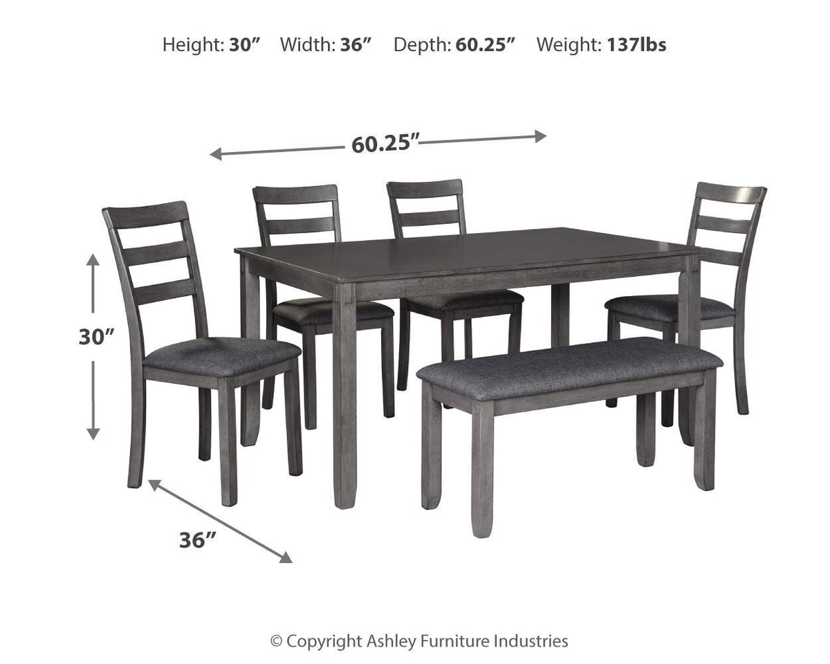 Bridson - RECT DRM Table Set (Set of 6) - Gray - Fraser Furniture & Mattresses