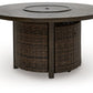 Monterey Point - Round Fire Pit Table - Dark Brown