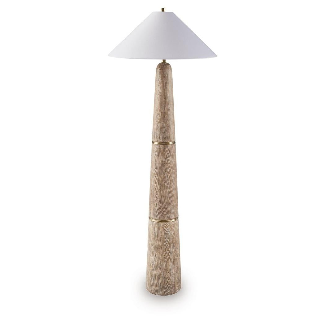 Gasparleigh - Poly Floor Lamp - Brown / Gold Finish