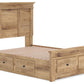Makidern - Panel Storage Bed With 2 Under Bed Storage Units