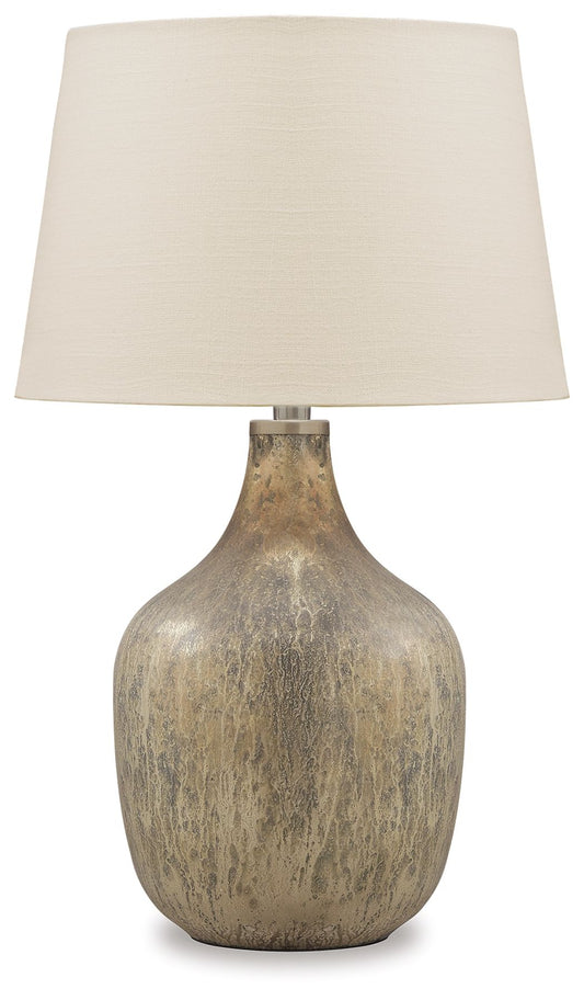 Mari - Glass Table Lamp  - Gray / Gold Finish - Fraser Furniture & Mattresses