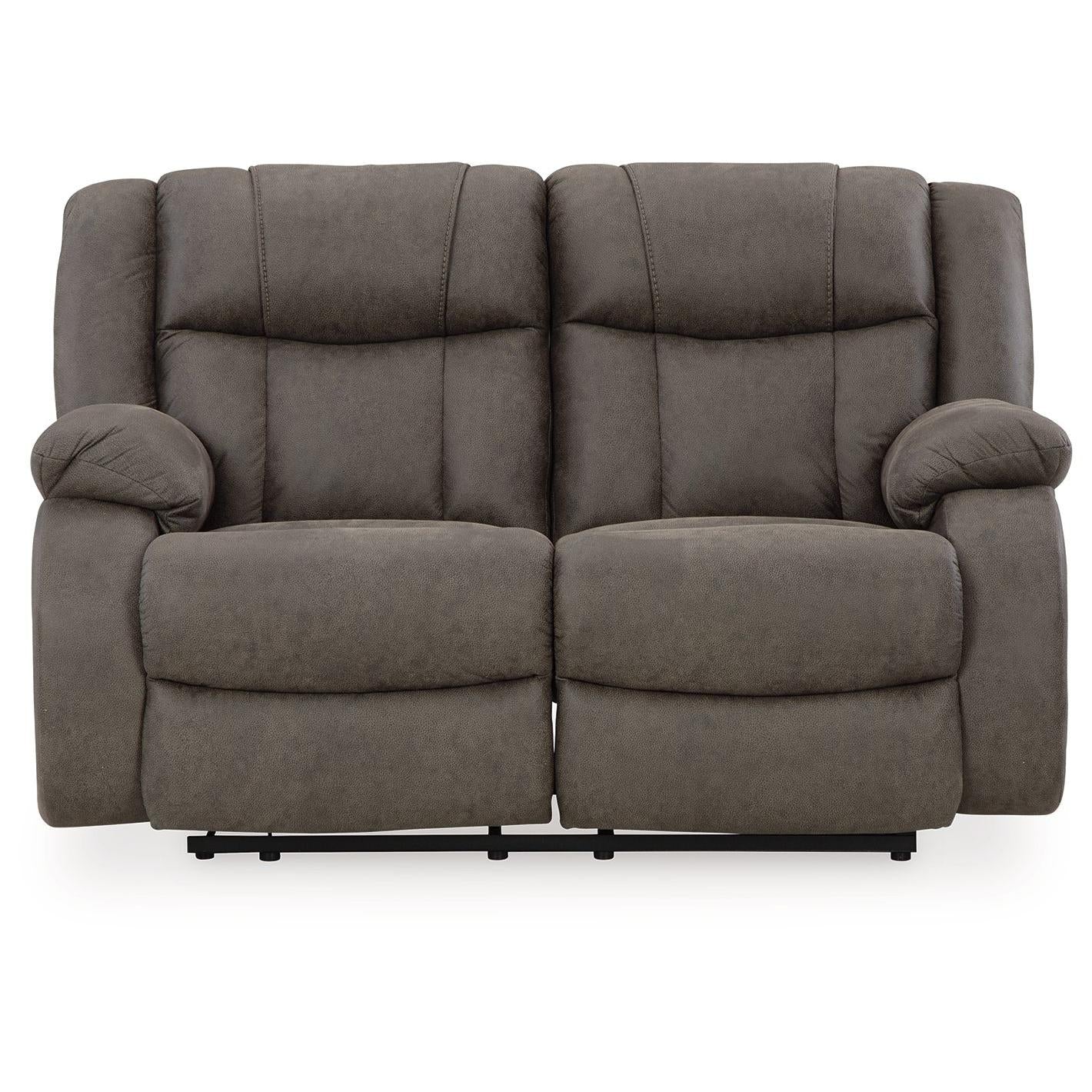 First Base - Gunmetal - Reclining Loveseat - Faux Leather