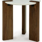 Isanti - White / Brown - Round End Table