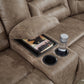 Ravenel - Fossil - 4-Piece Power Reclining Sectional With Raf Power Reclining Loveseat With Console - Faux Leather