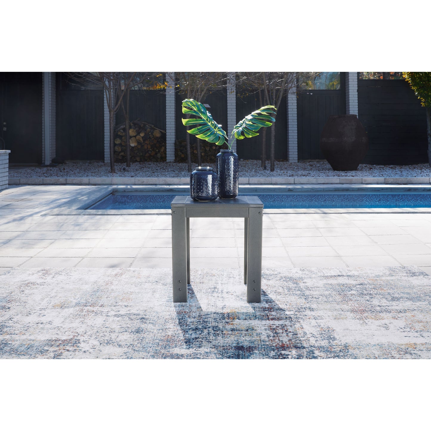 Amora - Charcoal Gray - Square End Table