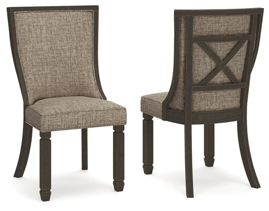 Tyler Creek - Dining UPH Side Chair (Set of 2) - Framed Back - Black / Grayish Brown - Fraser Furniture & Mattresses