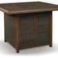 Paradise Trail - Square Bar Table w/Fire Pit - Medium Brown
