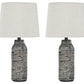 Mahima - Paper Table Lamp (Set of 2) - Black / White