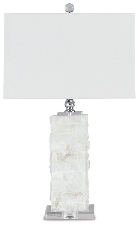 Malise - Alabaster Table Lamp  - White - Fraser Furniture & Mattresses