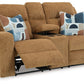 Kanlow - Honey - Dbl Reclining Loveseat With Console - Fabric