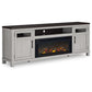 Darborn - Gray / Brown - 88" TV Stand With Electric Infrared Fireplace Insert