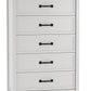 Kerisden - Five Drawer Chest - White / Brown