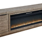 Krystanza - Weathered Gray - TV Stand With Wide Fireplace Insert