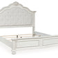 Montelaine - Antique White - King Upholstered Panel Bed