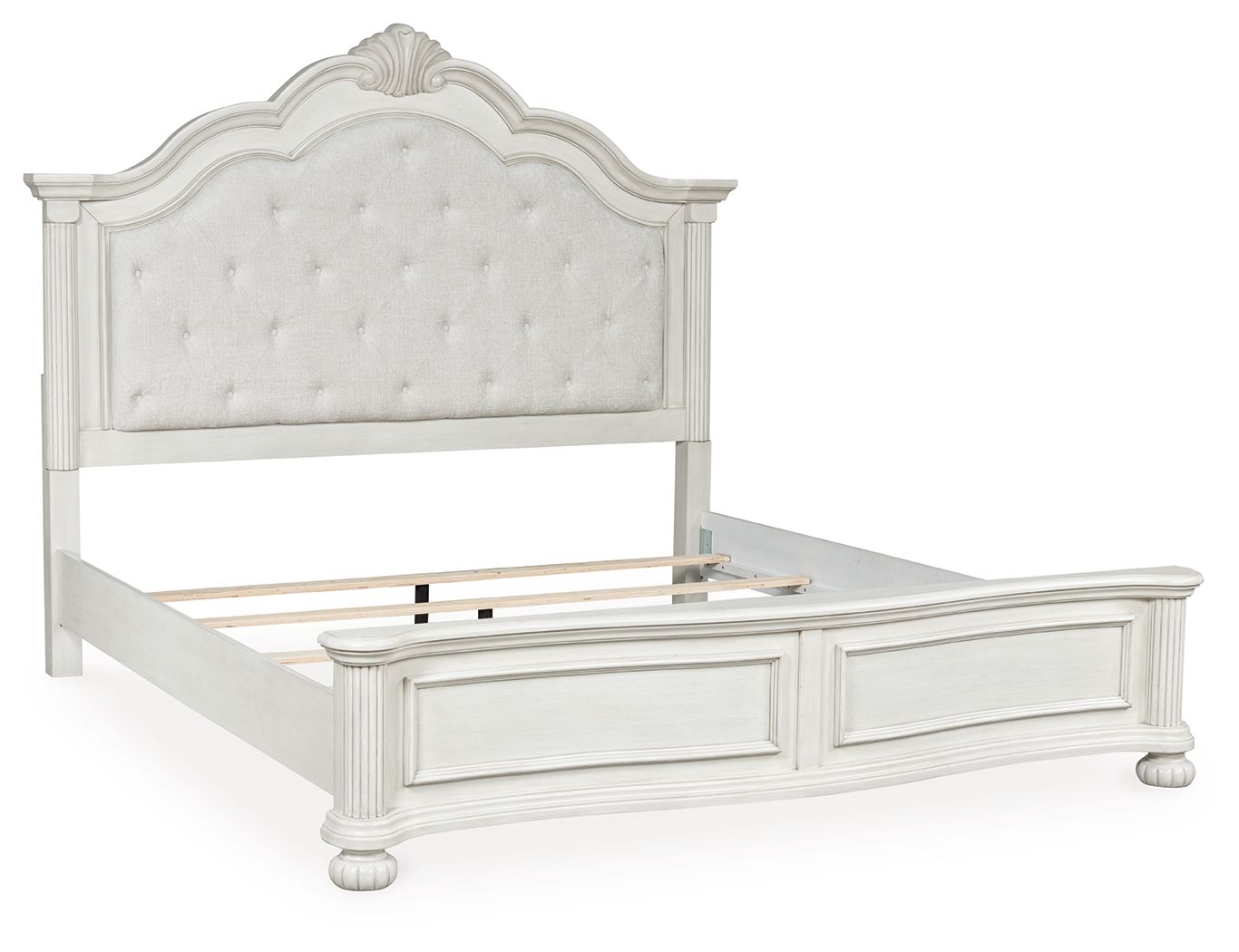 Montelaine - Antique White - King Upholstered Panel Bed